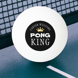 PING PONG KING Gold Crown Personalisiert Black Tischtennisball