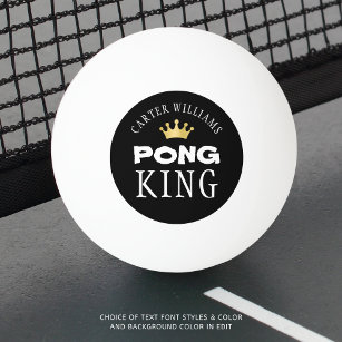 PING PONG KING Gold Crown Personalisiert Black Tischtennisball