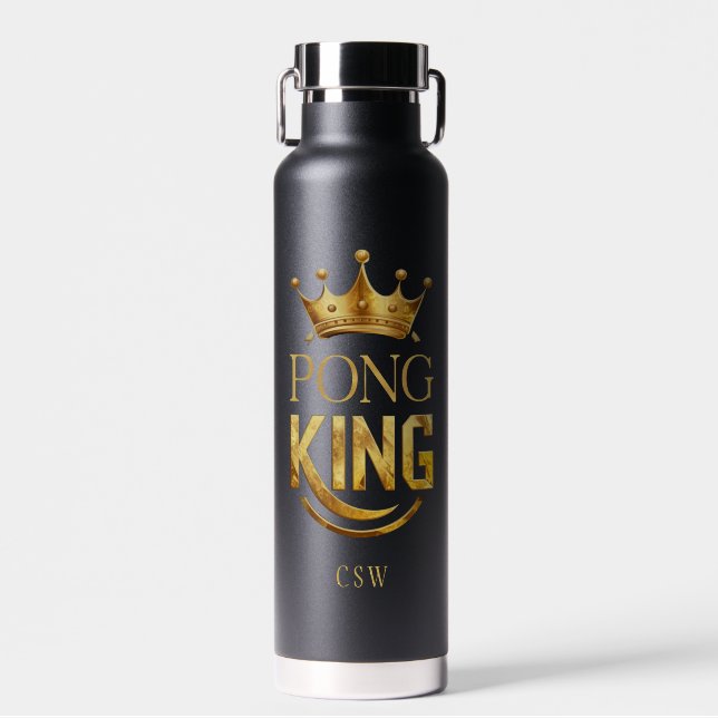 Ping Pong King Gold Crown Personalisiert Trinkflasche (Vorne)