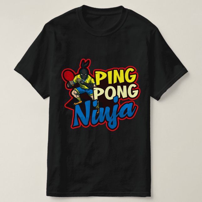 Ping Pong Ninja Design Table Tennis T-Shirt (Design vorne)