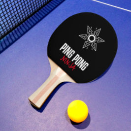 Ping Pong Ninja Moderner roter und weißer Text Tischtennis Schläger
