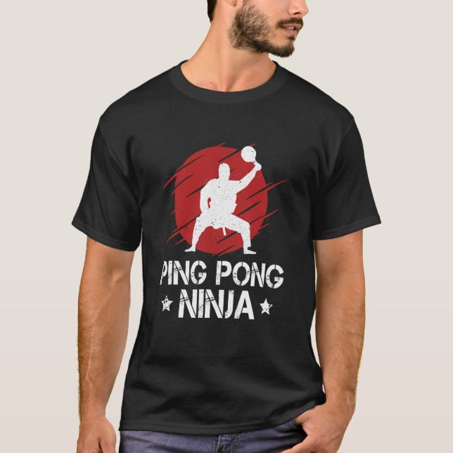 Ping Pong Ninja Ping Pong Tischtennis Player Spar T-Shirt (Vorderseite)