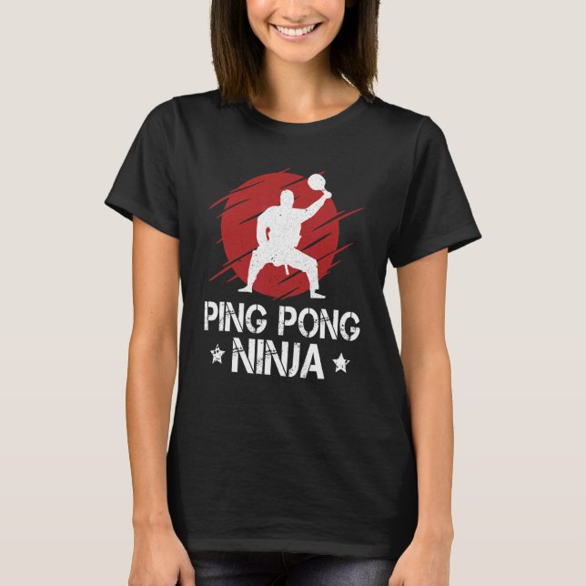 Ping Pong Ninja Ping Pong Tischtennis Player Spar T-Shirt (Vorderseite)