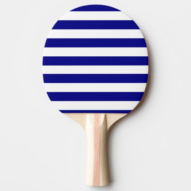 Ping Pong Paddle Blue & White Stripe Tischtennis Schläger (Vorderseite)