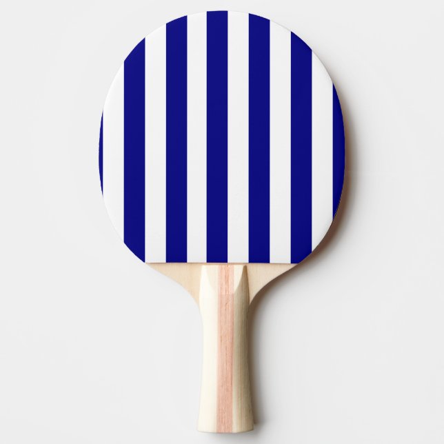 Ping Pong Paddle Blue & White Stripe Tischtennis Schläger (Vorderseite)