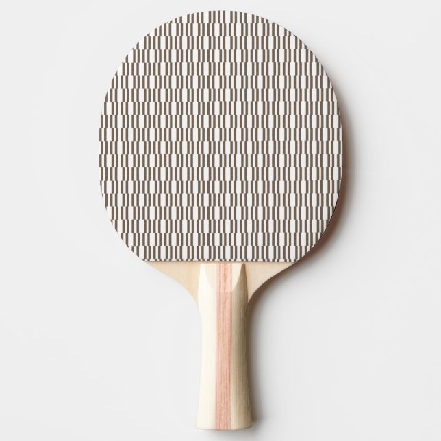 Ping Pong Paddle Brown & White Stripe Square Tischtennis Schläger (Vorderseite)