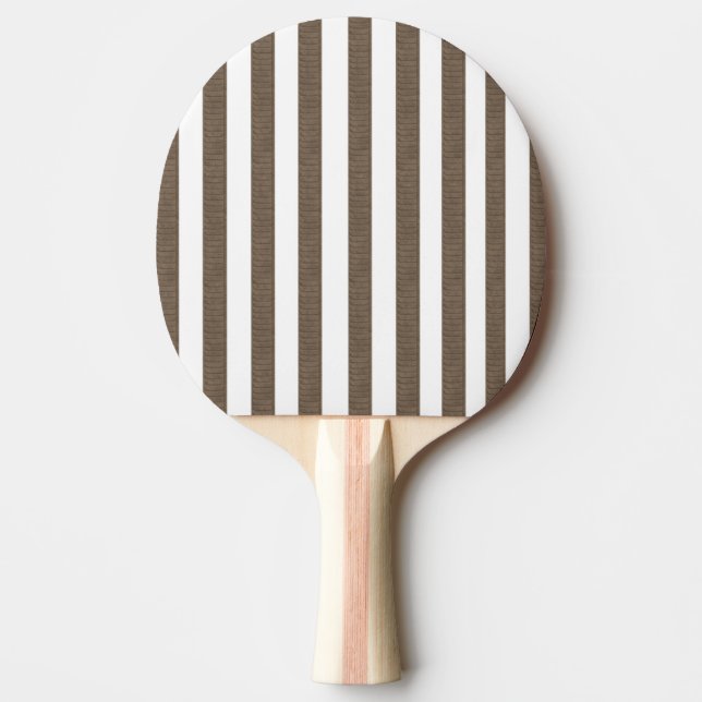Ping Pong Paddle Brown & White Stripe Tischtennis Schläger (Vorderseite)
