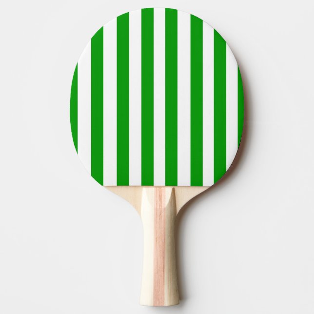 Ping Pong Paddle Green & White Strip Tischtennis Schläger (Vorderseite)