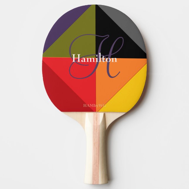 Ping-Pong Paddle - HAMbyWG - Farbenfrohe Geometrie Tischtennis Schläger (Vorderseite)