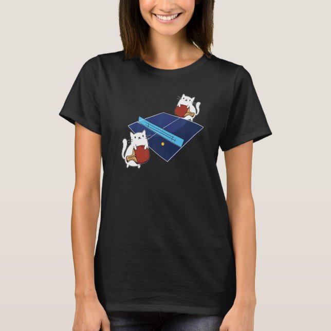 Ping Pong Paddle Ladys Cat Table Tennis Player Ca T-Shirt (Vorderseite)