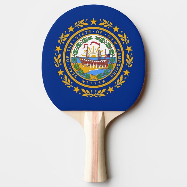 Ping Pong Paddle mit Flag New Hampshire, USA Tischtennis Schläger (Rückseite)