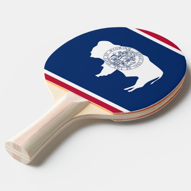 Ping Pong Paddle mit Flag Wyoming, USA Tischtennis Schläger (Vorderseite)