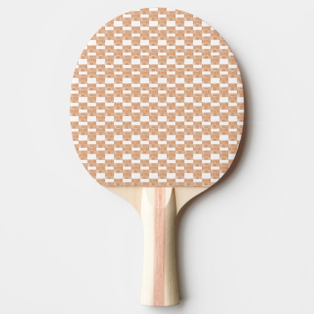 Ping Pong Paddle Orange & White Square Tischtennis Schläger (Vorderseite)