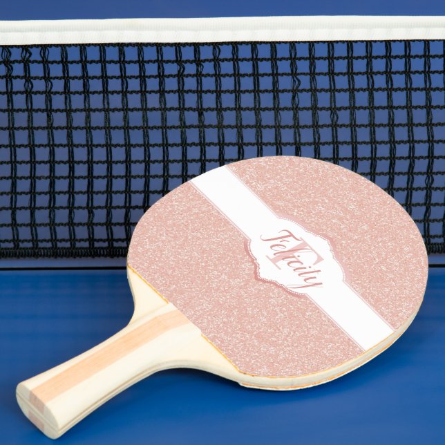 Ping Pong Paddle Paddel Pink Glitzer Monogram Ping Tischtennis Schläger (InSitu)
