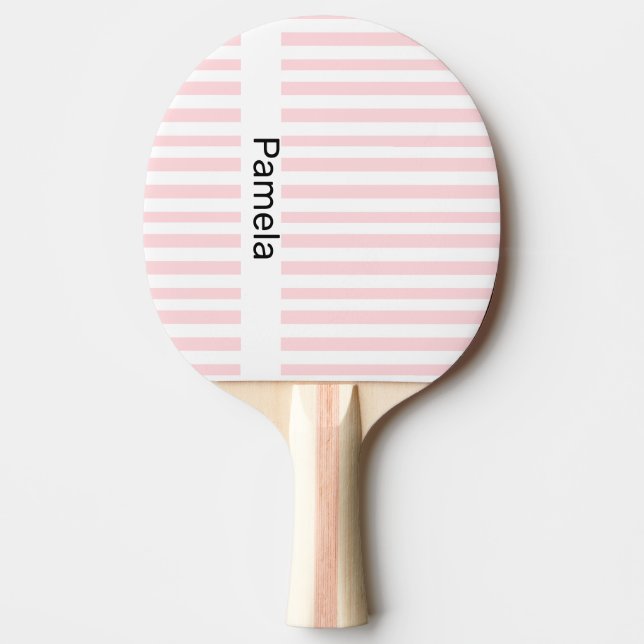 Ping Pong Paddle Pink & White Stripe Tischtennis Schläger (Vorderseite)