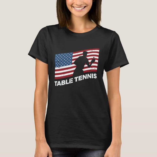Ping Pong Player USA Flag Tischtennis T-Shirt (Vorderseite)