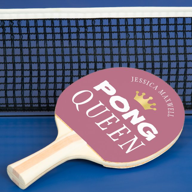 PING PONG QUEEN Name Editable Rose Gold 2-seitig Tischtennis Schläger (InSitu)