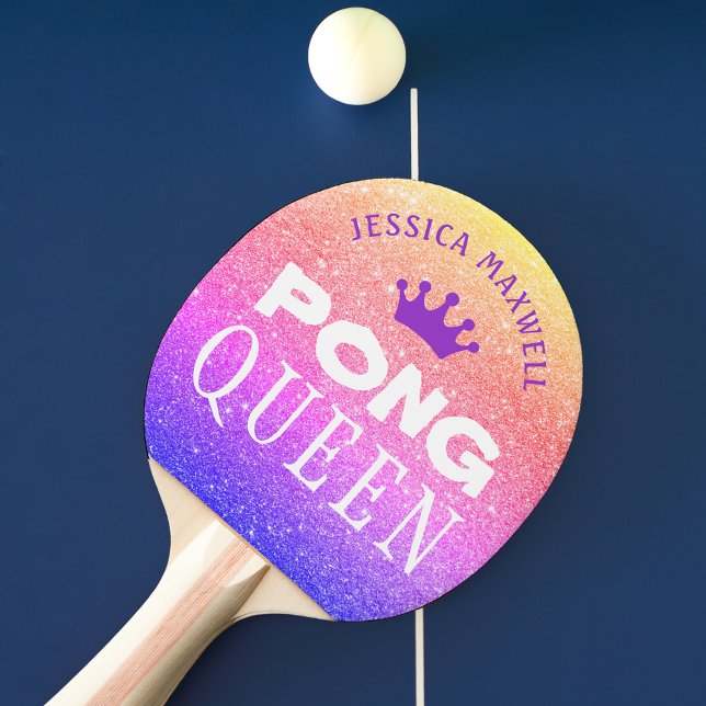 PING PONG QUEEN Personalisiert Multi Color Glitzer Tischtennis Schläger (Von Creator hochgeladen)