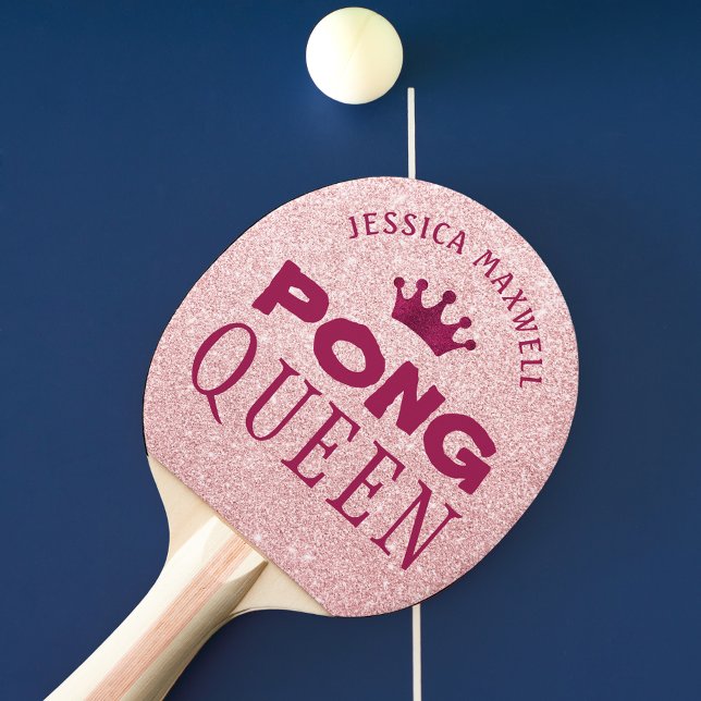 PING PONG QUEEN Personalisiert Pink Glitzer Tischtennis Schläger (Von Creator hochgeladen)