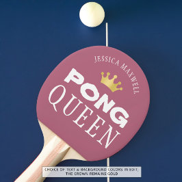 PING PONG QUEEN Personalisierte bearbeitbare Rose Tischtennis Schläger