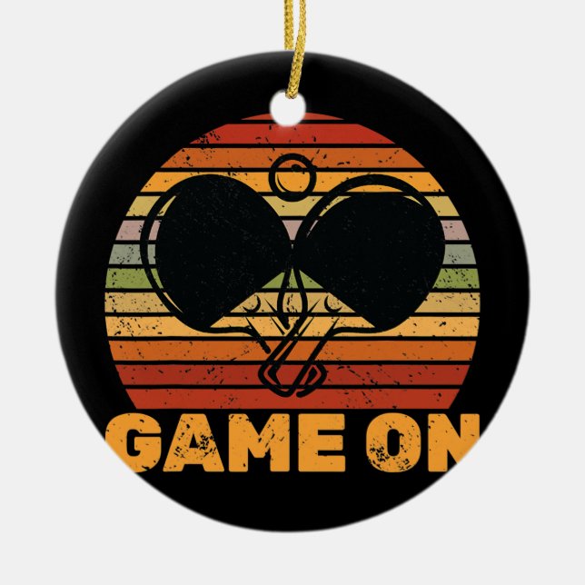 Ping Pong Spiel auf Tischtennis Varsity Player  Keramik Ornament (Vorne)