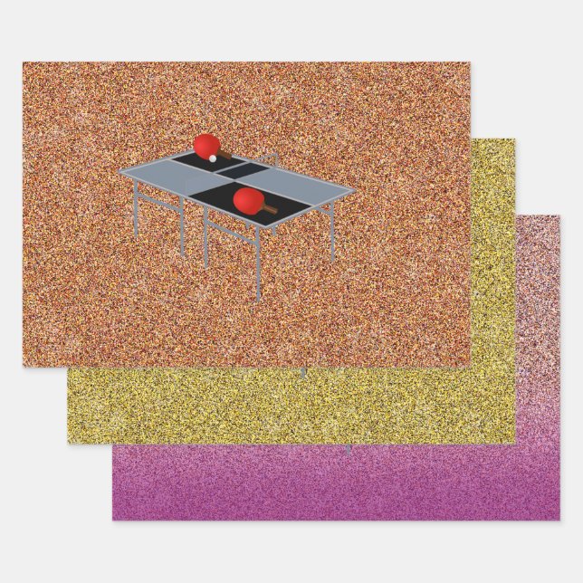 Ping Pong Table, Paddles, Ball, Geschenkblätter, Geschenkpapier Set (Set)