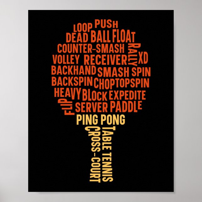Ping Pong Tischtennis Backhand Rückspin Block Poster (Vorne)