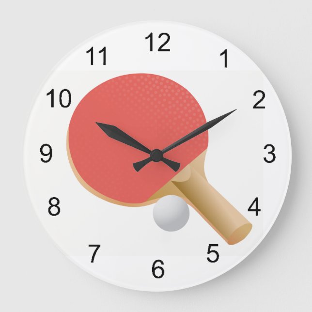 Ping Pong Tischtennis Design Wall Clock Große Wanduhr (Vorderseite)