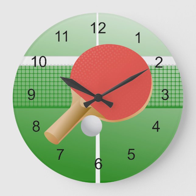 Ping Pong Tischtennis Design Wall Clock Große Wanduhr (Vorderseite)