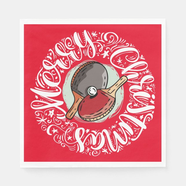 Ping Pong Tischtennis für Weihnachten auf rot Serviette (Vorderseite)