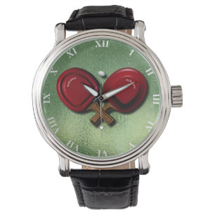 Ping Pong Tischtennis Paddle mit Oval Ball Armbanduhr