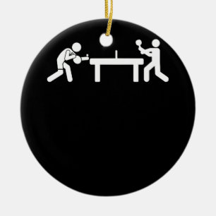 Ping Pong Tischtennis Strichmännchen Pingpong Keramik Ornament