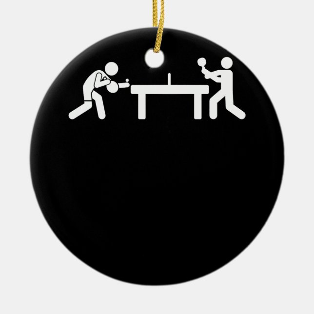 Ping Pong Tischtennis Strichmännchen Pingpong Keramik Ornament (Vorne)