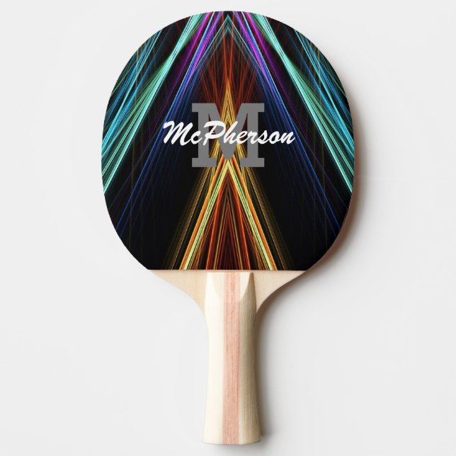 Ping Pong Vibrangs Farben mit Monogramm und Name Tischtennis Schläger (Vorderseite)