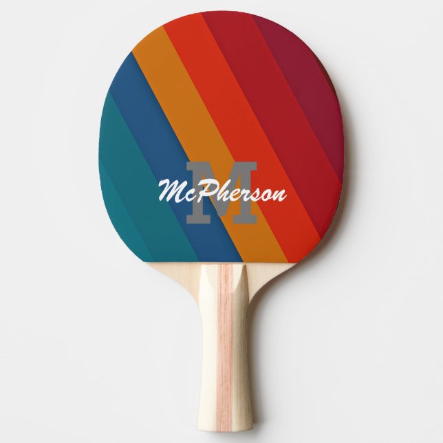 Ping Pong Vivid Streifen mit Monogramm und Name Tischtennis Schläger (Vorderseite)