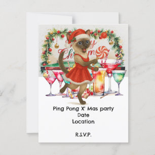 Ping Pong Weihnachten Thema für Siamese Cat Lovers Postkarte