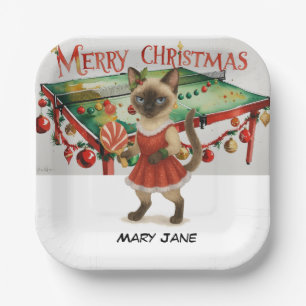 Ping Pong Weihnachten Thema für Siamesen Katzen Li Pappteller