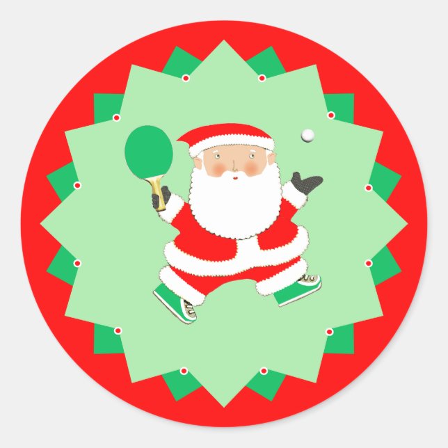 Ping-Pong Weihnachtsgeschenk Runder Aufkleber (Vorderseite)