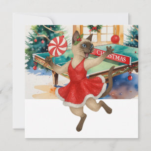Ping Pong Weihnachtsmotiv für Siamkatzenliebhaber Feiertagskarte