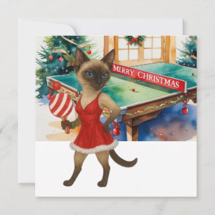 Ping Pong Weihnachtsmotiv für Siamkatzenliebhaber Feiertagskarte
