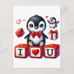 Pingouin Valentine lustige Hintergründe 2026 Feiertagspostkarte