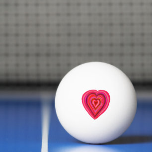 Pingpong-Kugel mit rosa Herzklopfen Tischtennisball
