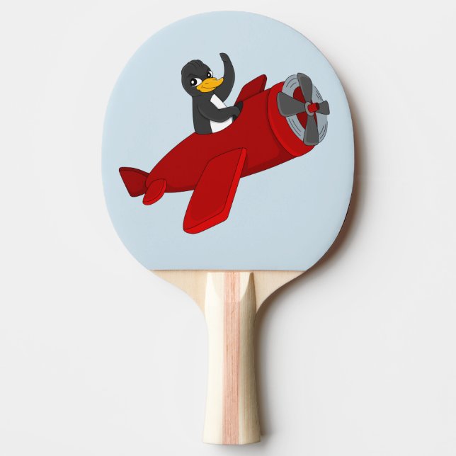 Pingpongpaddel mit flatterndem Pinguin Cartoon Tischtennis Schläger (Vorderseite)