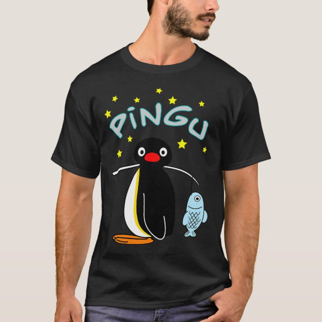 Pingu Fischen T-Shirt (Vorderseite)