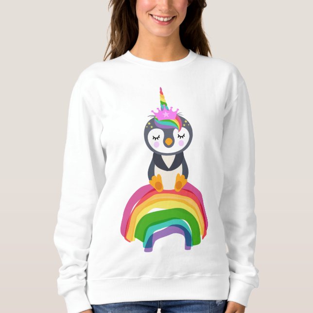 Pinguim unicórnio arco-iris sweatshirt (Vorderseite)