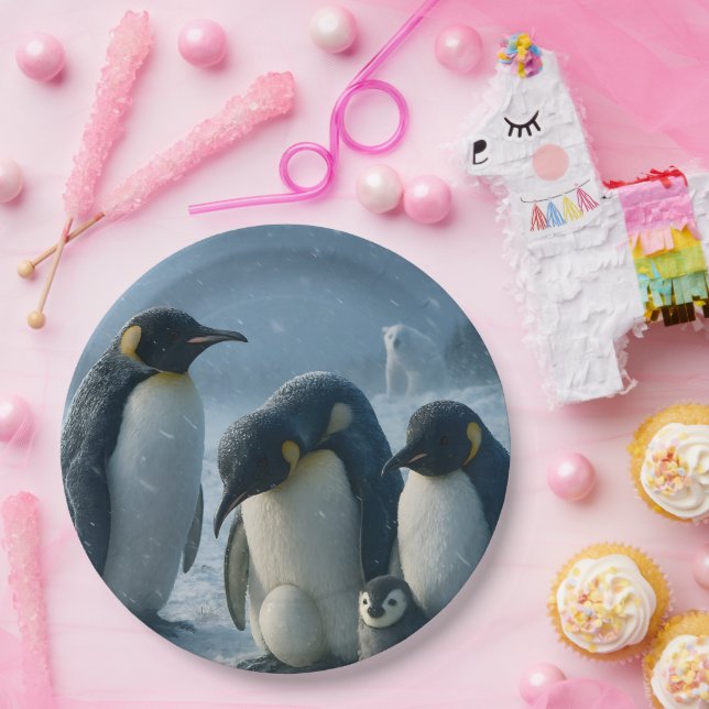 Pinguin 22,9 cm runder Papier-Teller Pappteller (Party)