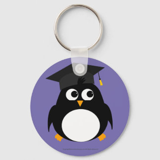 Pinguin-Abschluss-Design - Round Keyring Schlüsselanhänger