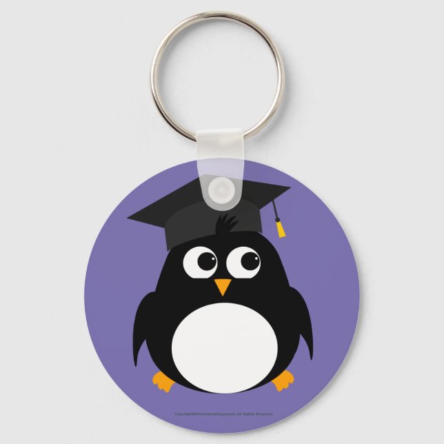 Pinguin-Abschluss-Design - Round Keyring Schlüsselanhänger (Vorderseite)