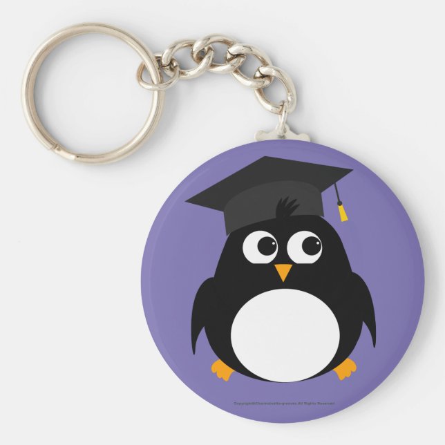 Pinguin-Abschluss-Design - Round Keyring Schlüsselanhänger (Vorne)