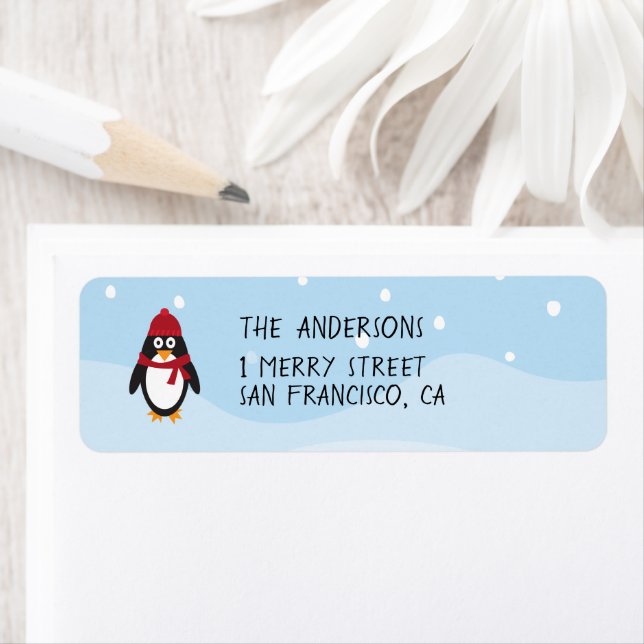 Pinguin Address Labels für Weihnachten (Insitu)